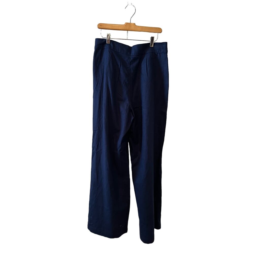 Christian Siriano Wide Leg Linen Pants & Waistcoat Vest Set Navy Blue 10 - Picture 4 of 7
